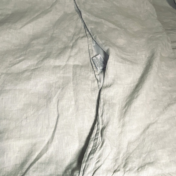 Pure Luxury 100% Linen Two Euro Shams Square Neutral Simple Coastal Stripes - Picture 8 of 15